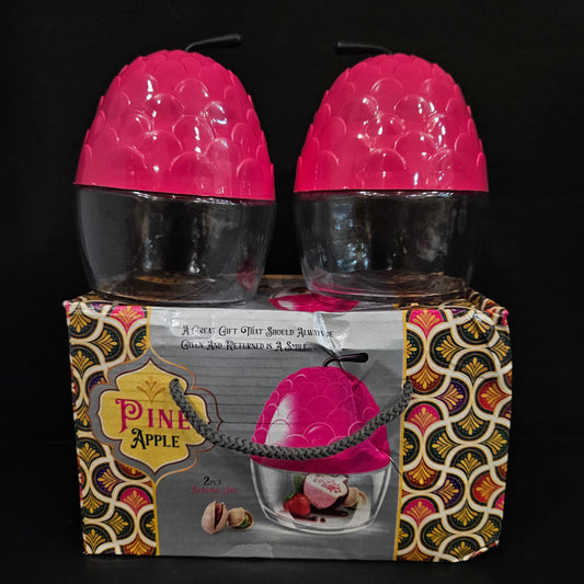 Pine Apple 2 pieces set storage container serving jar for multi purpose usage & for Return gifting purpose