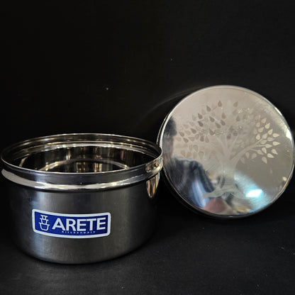 Stainless Steel Dabba with Elegant Tree Print Design Canister Storage Container