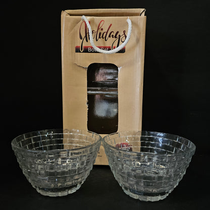 Holidays 2 piece glass bowl set for serving purpose & Returning gifting purpose