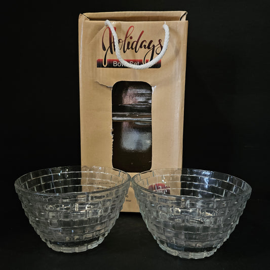 Holidays 2 piece glass bowl set for serving purpose & Returning gifting purpose