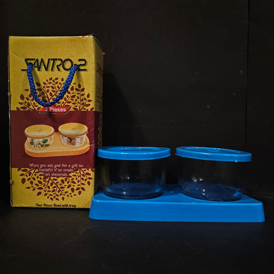 Santro-2 two pieces glass Bowl with tray perfect for Return gifting
