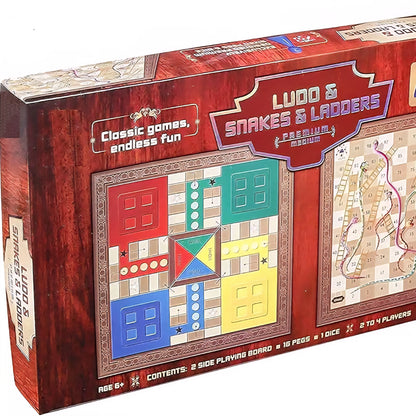 Ludo, Snake and Ladder, Kids Mandi Deluxe, Chess, Business and Stock Market Board Game for Kids, Strategy Game for Family, 2-4 Players (Medium Ludo and Snake)