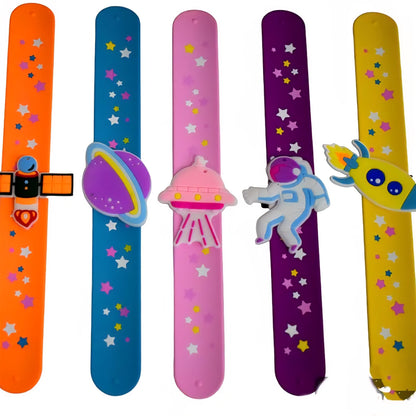 Space Theme Slap Band Bracelets Silicone Wristbands Party Supplies Kids Party Favors Decor Novelty Toy School Prize Gifts Children(EACH-50/-)