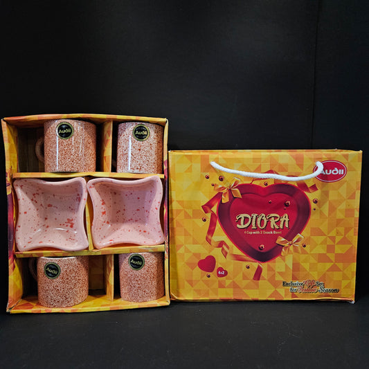 Audii Diora 4 piece cup & 2 snack bowls Exclusive gift set for festive season