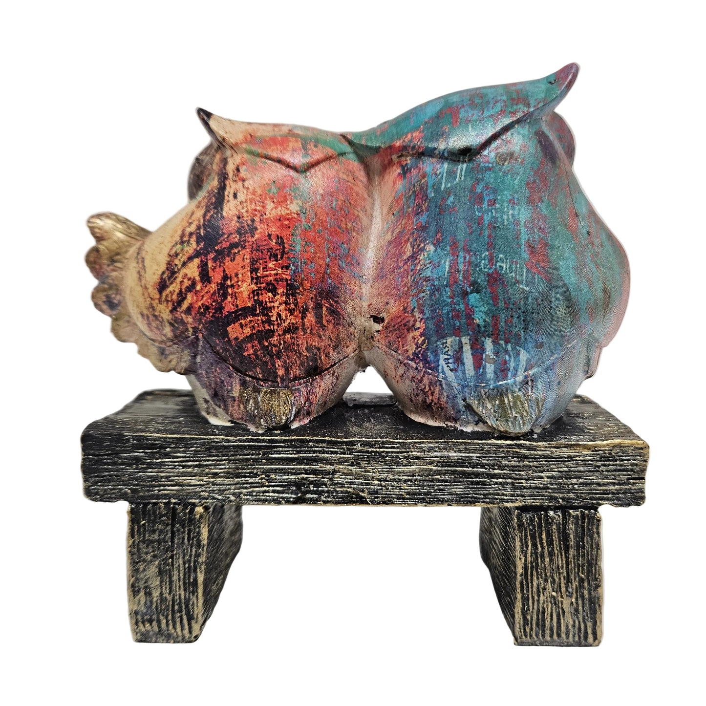 The Two Owls on a Bark Showpiece - Polyresin Owl Statue for Home, Living Room Decor, Study Table and Office