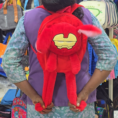 Cartoon character themed soft fur backpack for kids
