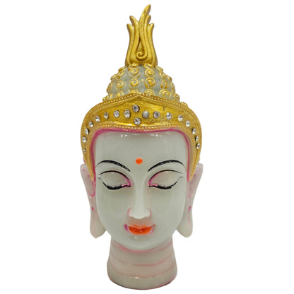 Blessed Buddha Head Yellow Golden Statue for Home & Garden Dcor | Healing Spirit Figurine for Living Room, Bedroom | Invoke Peace, Health, and Happiness