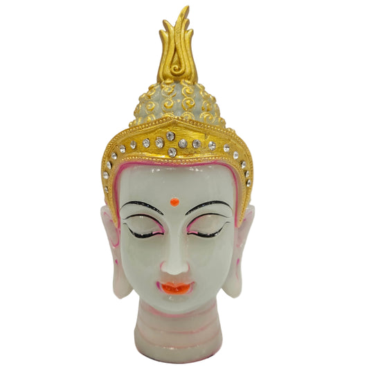 Blessed Buddha Head Yellow Golden Statue for Home & Garden Dcor | Healing Spirit Figurine for Living Room, Bedroom | Invoke Peace, Health, and Happiness