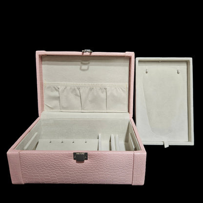Jewelry Box Organizer for Girls Women Ladies | 2 Layers PU Leather Jewelry Storage Case For Earring Ring Necklace Bracelet with Watch Storage Holder