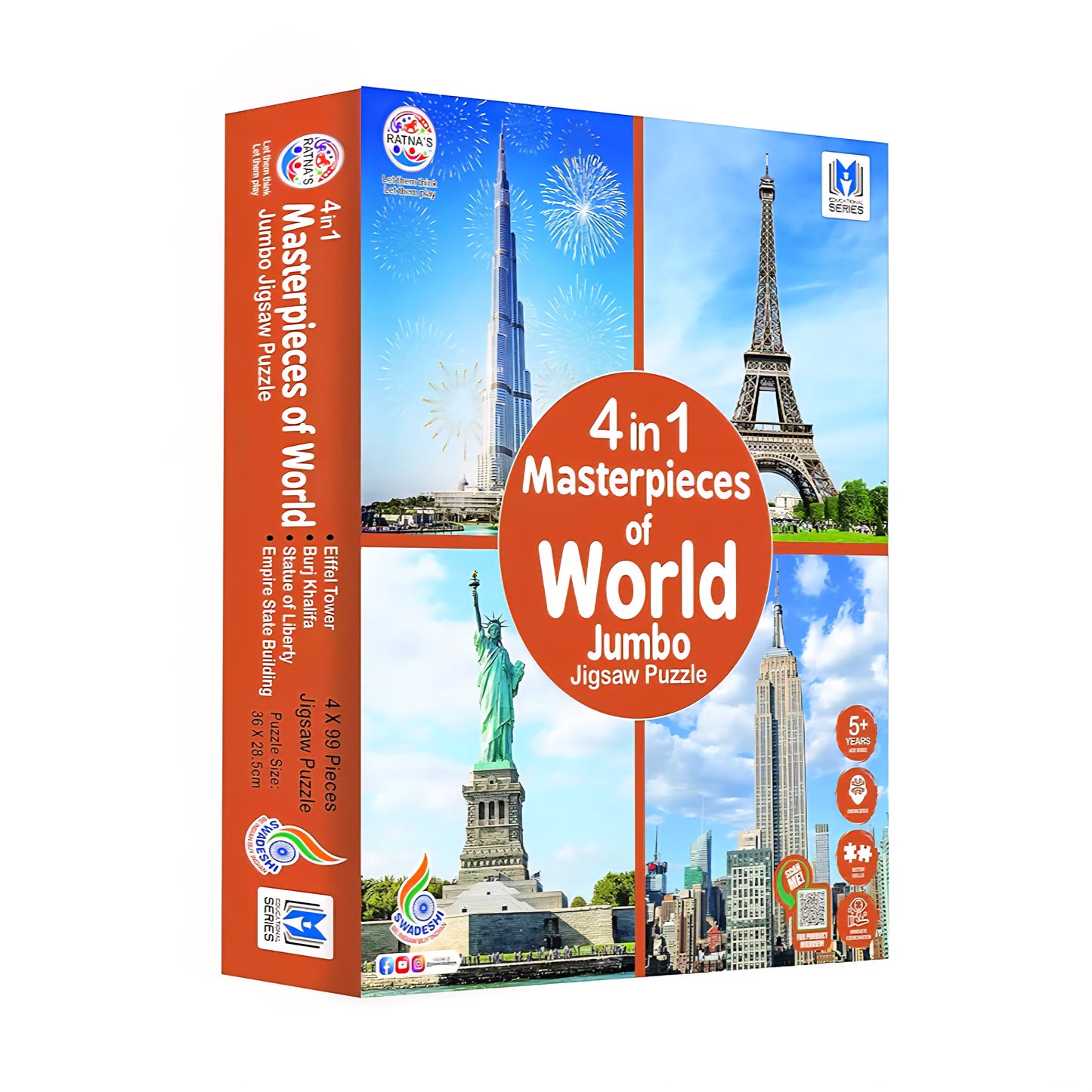 4 in 1 Masterpieces of World Jumbo Jigsaw Puzzle for Each Puzzle Educational Toy for Kids 5+ Year