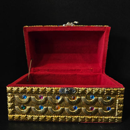 Decorative gems studded velvet tomb shaped- lock jewellery & Gift Box