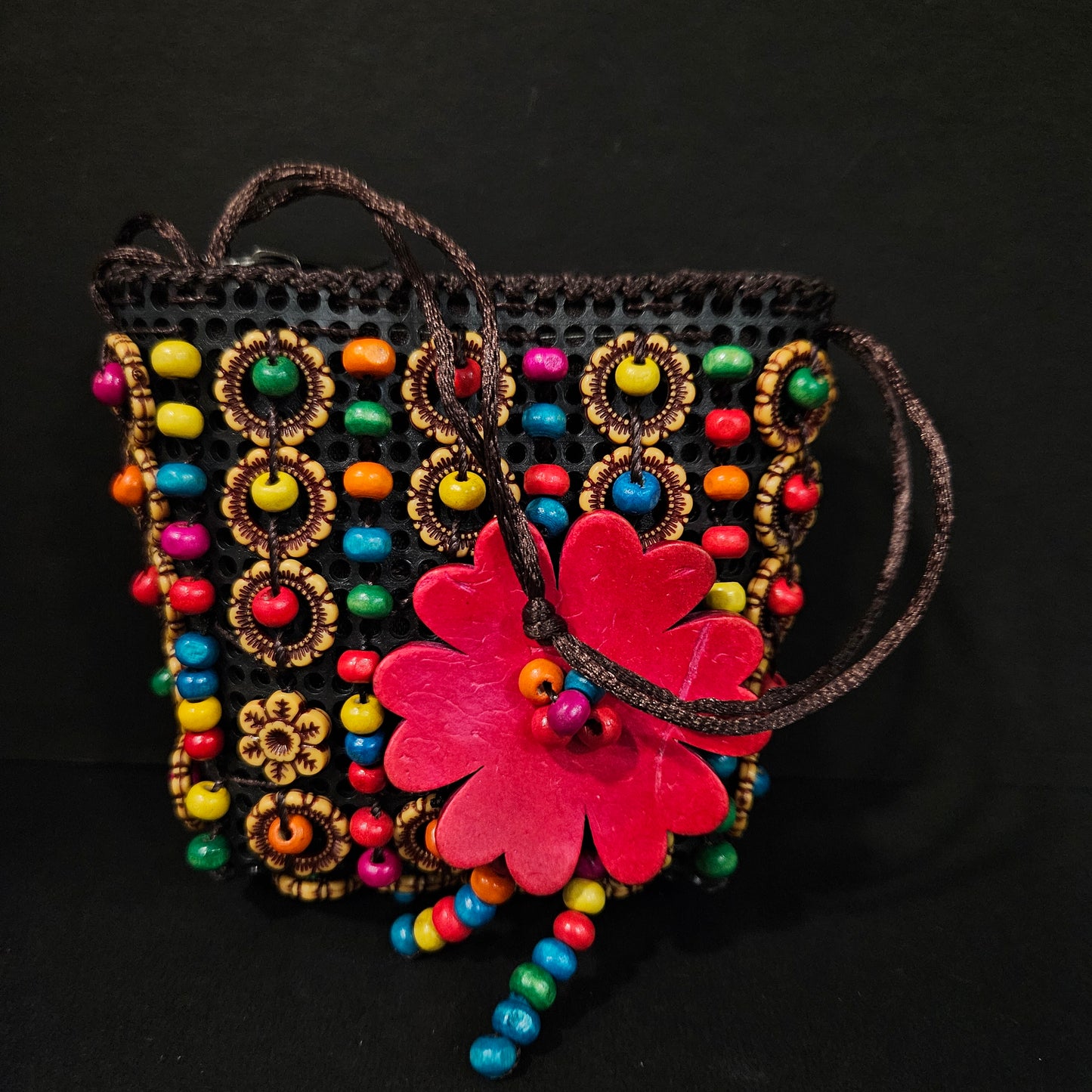Coconut Shells Beads Sling bag for Women | Elegent 1 Zip Sling bag | Handmade Crossbody Bags Long Strap Purse