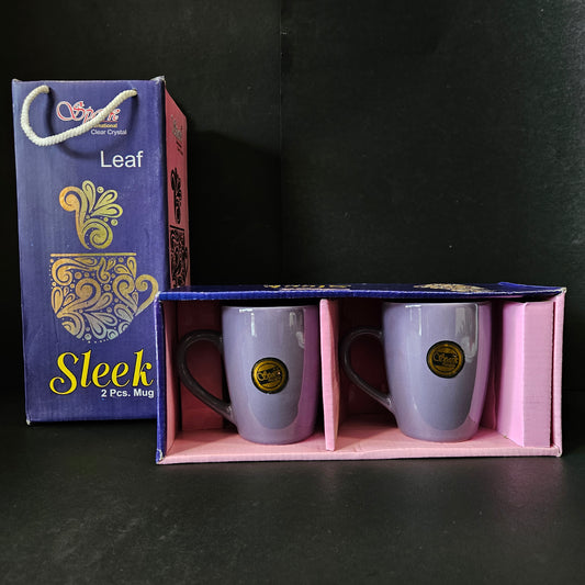 Spark international clear Crystal Leaf Sleek 2 pieces set Coffee Mugs