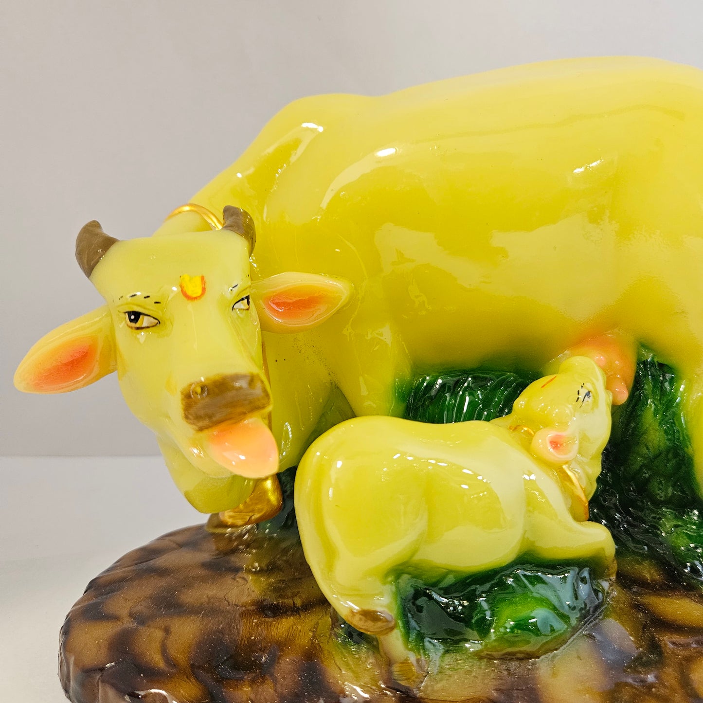 The Holy Statue Polyresin Kamdhenu Cow with Calf Showpiece