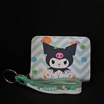 Kuromi character Themed slim pocket wallet easily portable with multiple racks for money,cards & coins storage for Women