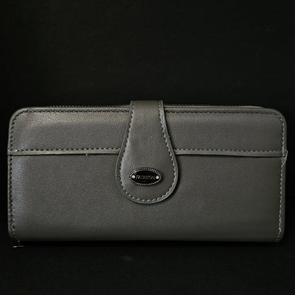 Leather Thin Slim Wallets for Women with magnetic Button & Zipper
