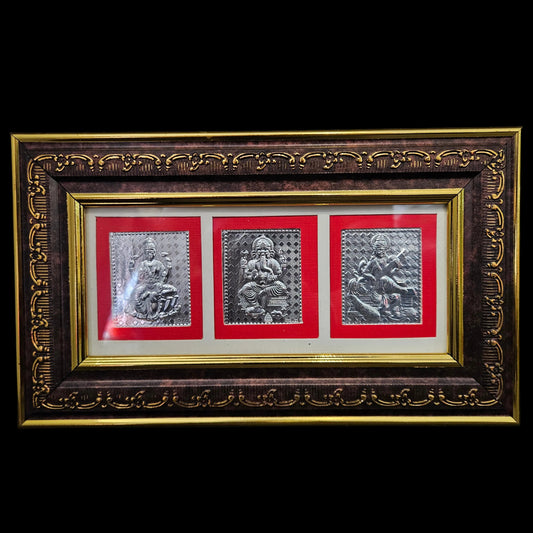 Lakshmi,vinayaka & Saraswati silver Plated designer photo frame