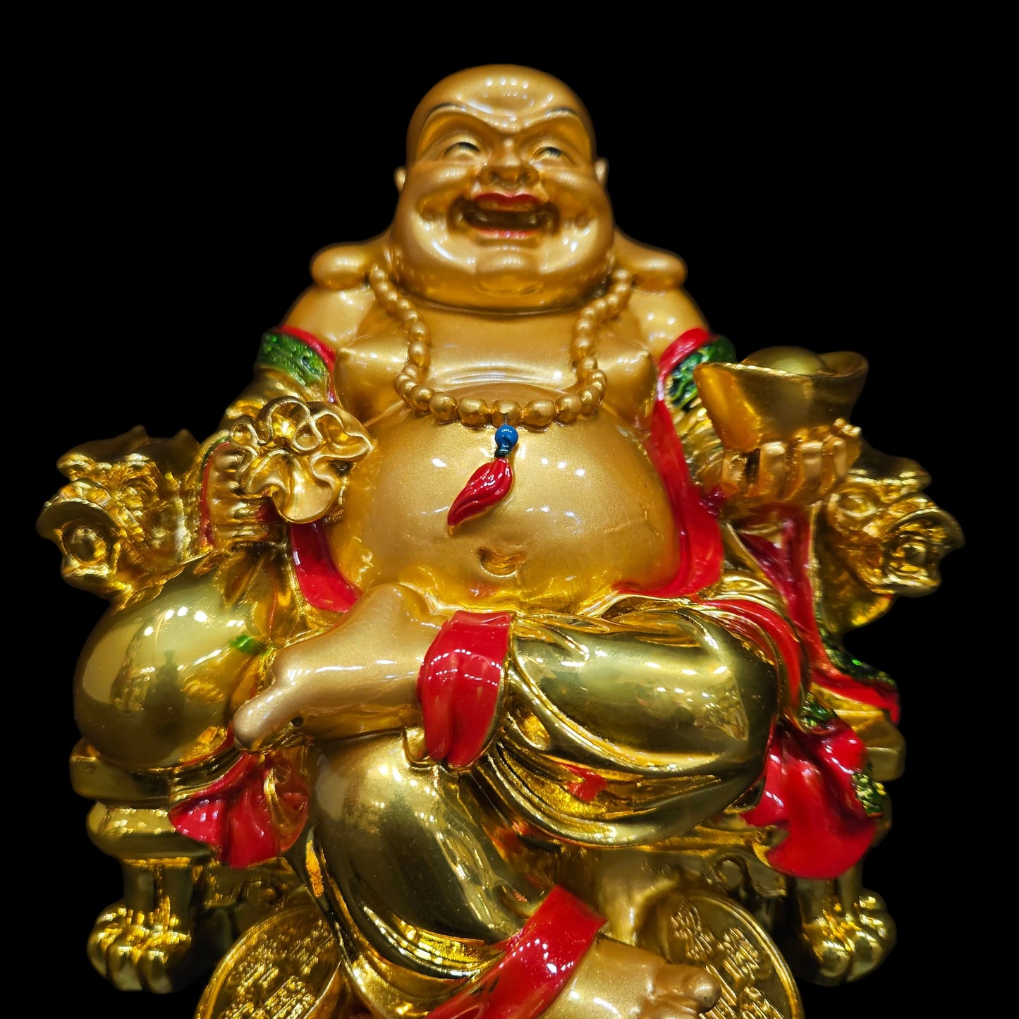 Golden Feng Shui Laughing Buddha Statue Sitting Statue Showpiece Figurine