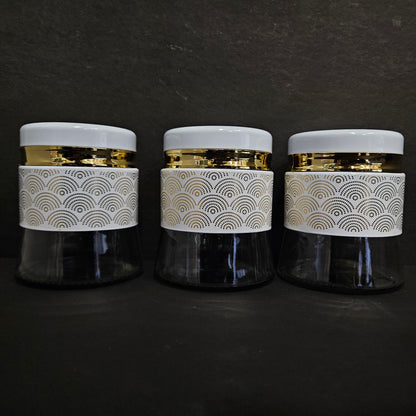 Canister 3piece glass storage Jar Set, For Dry Fruits Storage