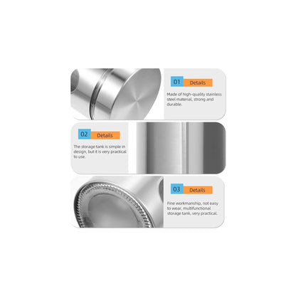 Stainless Steel Airtight Canister with Lid and Clear Window Food Storage Container Jars for Kitchen Counter Flour Coffee Bean Tea Cereal Sugar Cookie Storage Canister 1200ml