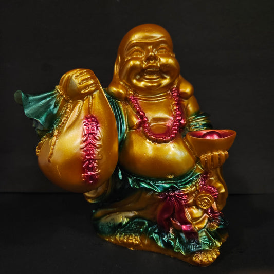 Laughing Buddha with Coins Bag Decorative Showpiece idol