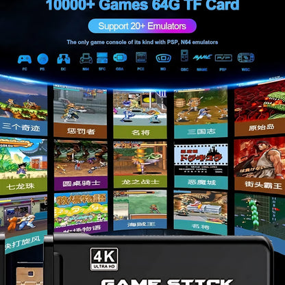 Retro 4K Game Console: Nostalgia Plug and Play with 20000+ Built-in Games, 2.4G Wireless 2 Player Dual Controllers
