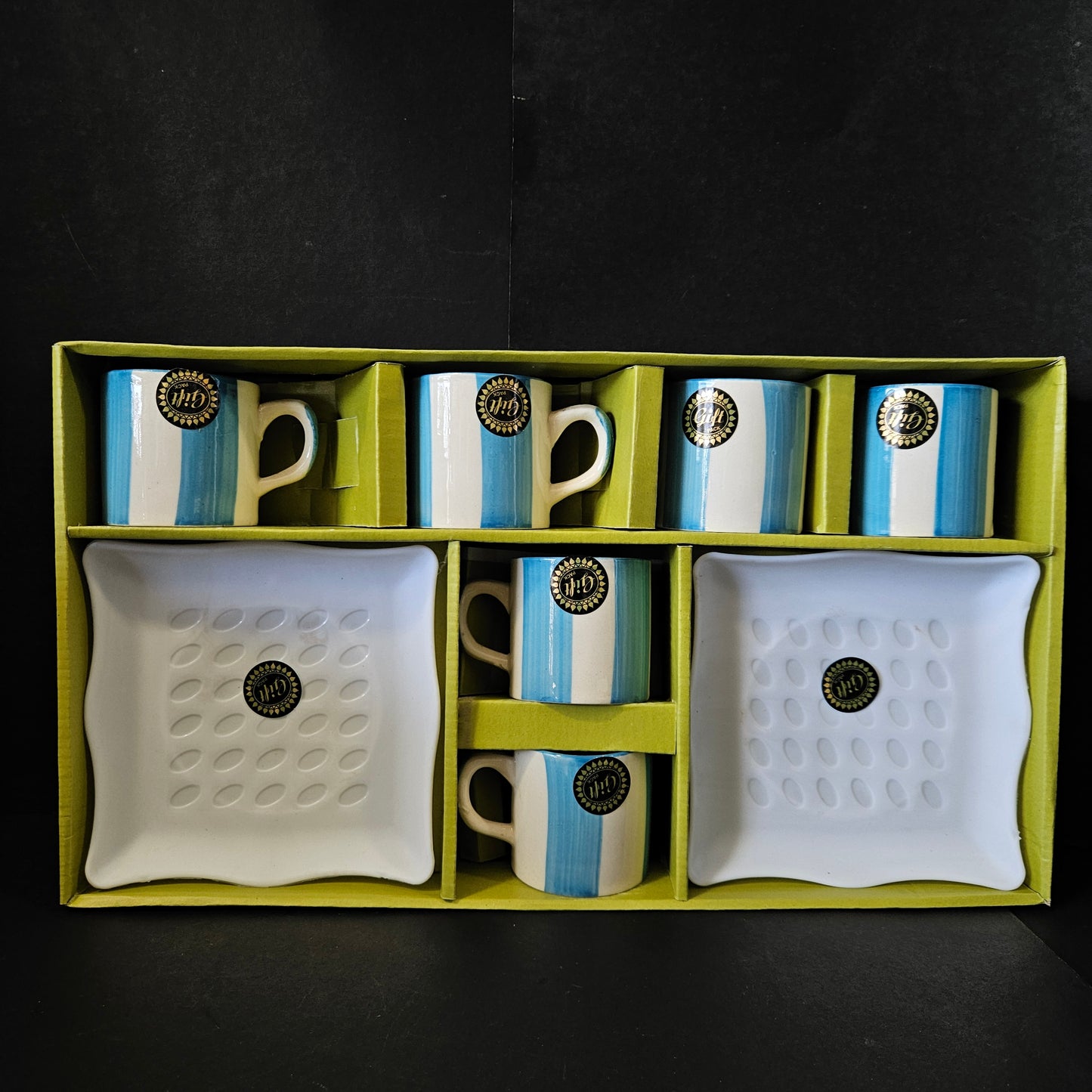 Kanch Silk Valley 2 Platters & 6 Exclusive Ceramic cups set