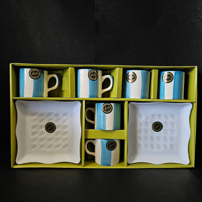 Kanch Silk Valley 2 Platters & 6 Exclusive Ceramic cups set