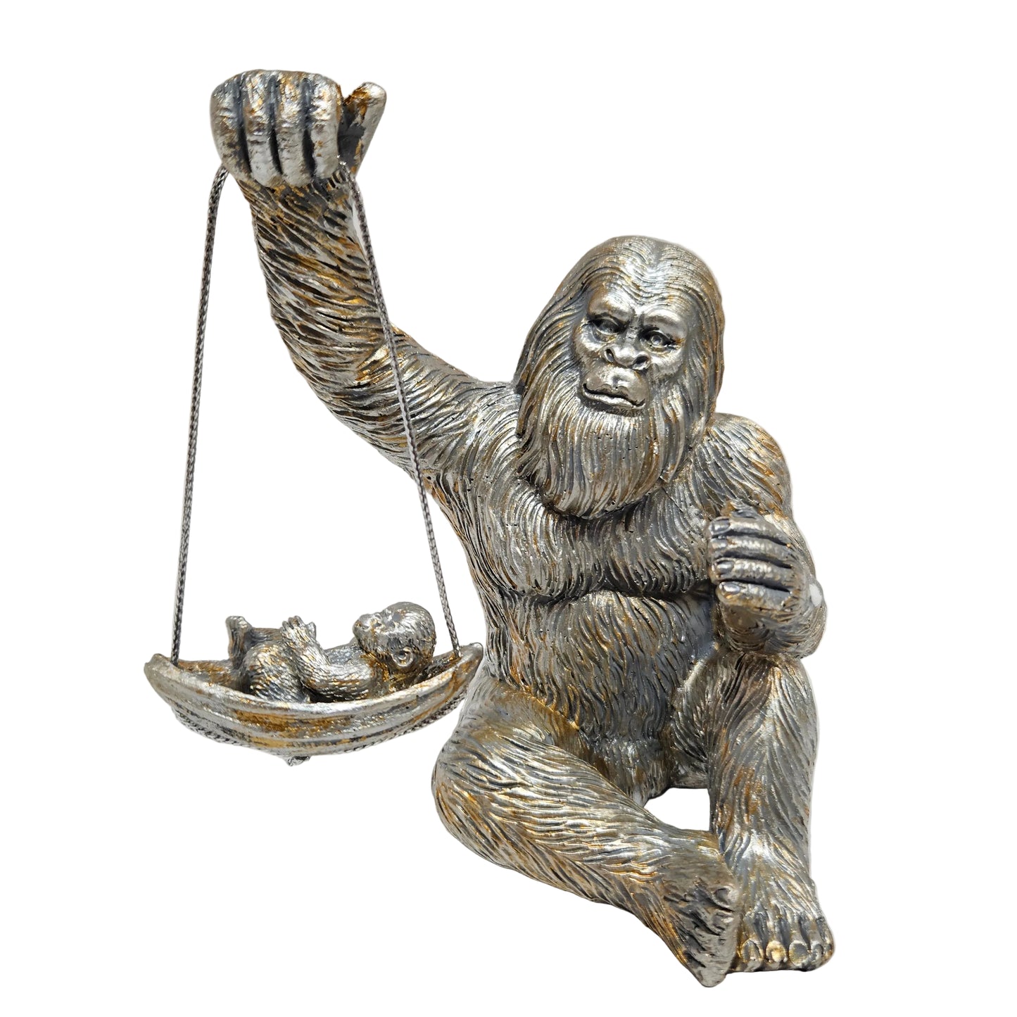 Gorillas Figurine Wild Life Animal Model Animal Figures Collection Decor Desk Bookshelf Dining Table Ornament Silver