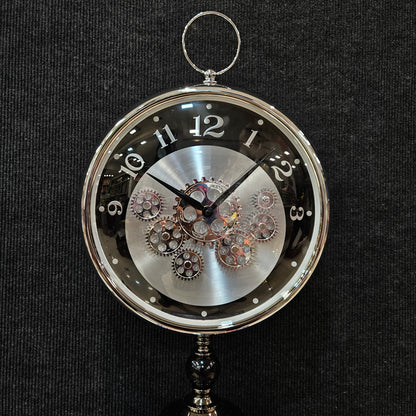 Silent Sweep Noiseless Technology Analog Clock with gears Metal Golden 3D Numbers
