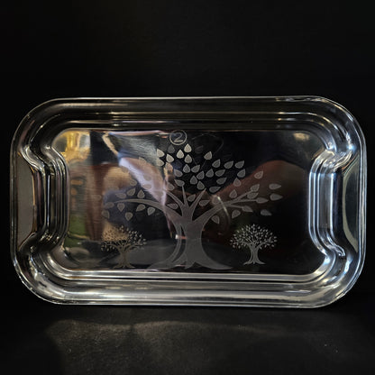 Three tree designed stainless Steel rectangular serving tray perfect for Return gifting purpose