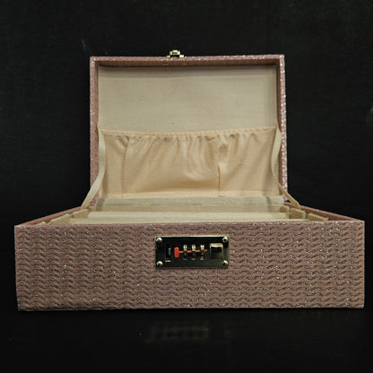 Rectangular light pink Wooden Bangle Box 3 Rods & hard Material glitter Desiger Bangle Box with smart number lock for women's
