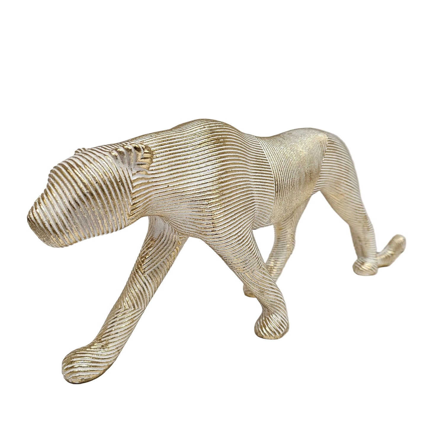 Modern geometric jaguar showpiece statue, a minimalist animal figurine designed for home and office decoration