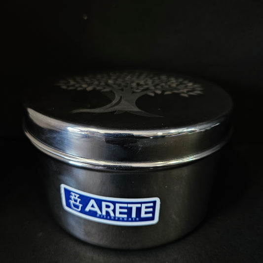 Stainless Steel Dabba with Elegant Tree Print Design Canister Storage Container