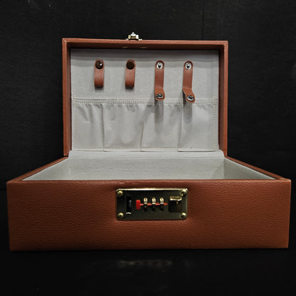Pu Leather Designer Jewelry Organizer Box for Women, 2Layers Storage with Rings Earrings Bracelets Necklaces Studs Watches Bangles