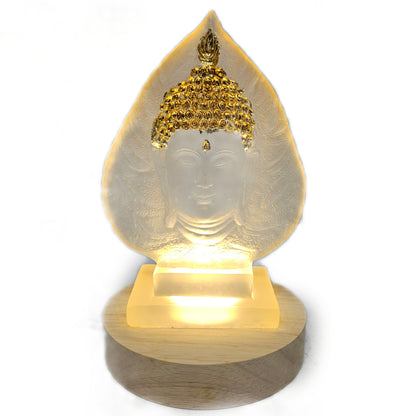 Crystal-finish Resin buddha LED Night Lamp, a decorative spiritual showpiece featuring intricate gold-leaf detailing