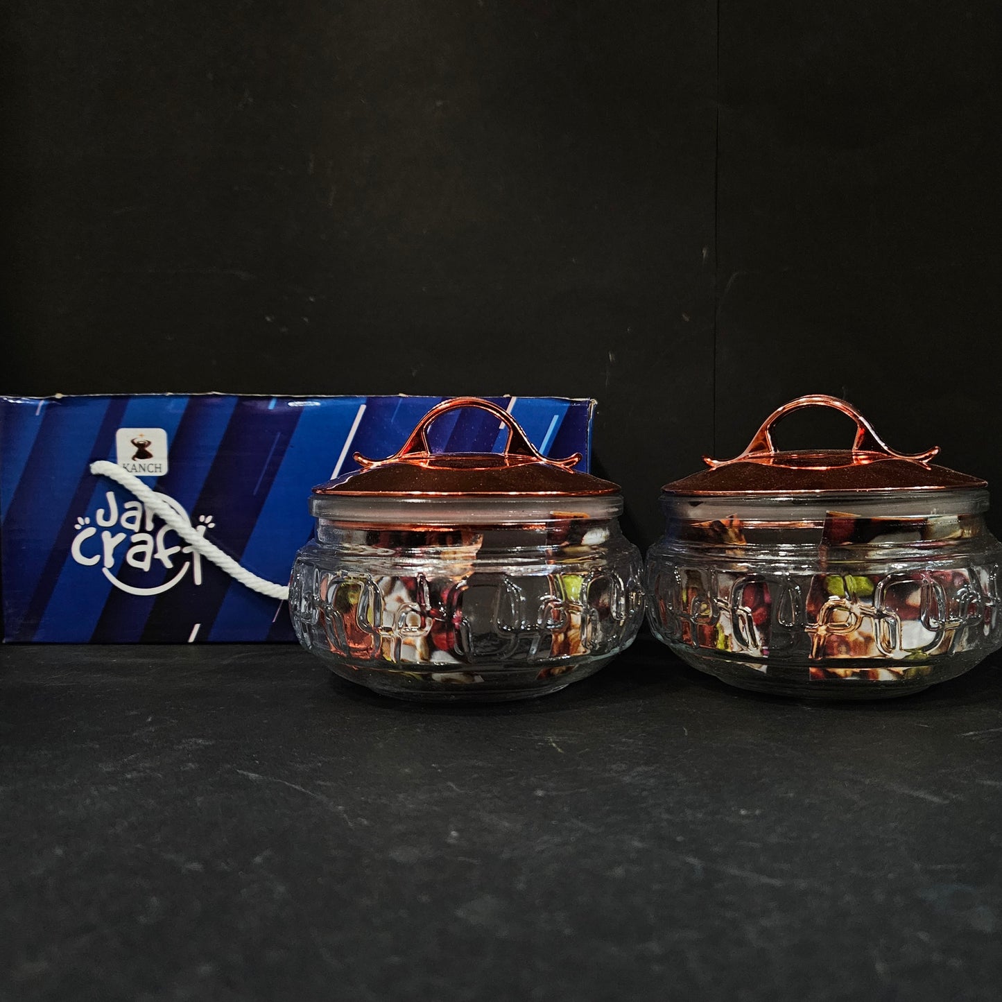 Kanch Jar Craft 2pcs set glass jars for Return gifting