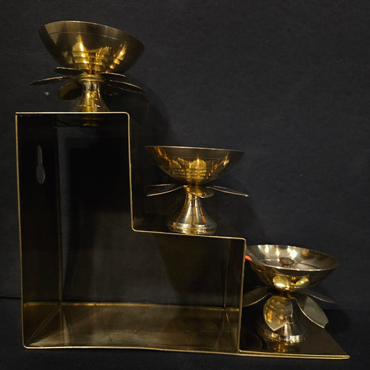 Delights Steps Brass Deepa Stand for Puja & Gifting