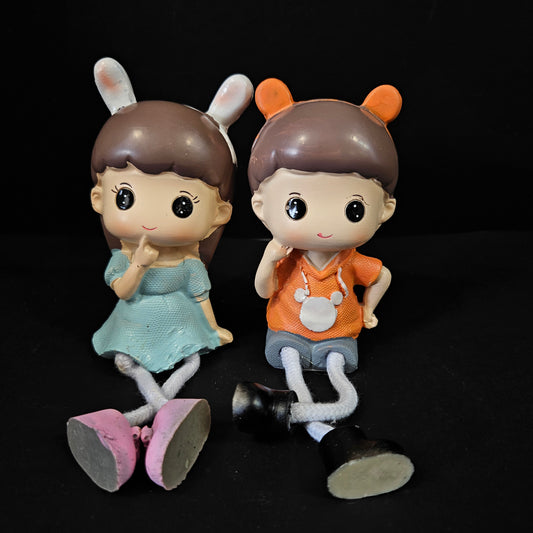Cartoon Resin Outseam 4pieces set Dolls Hanging Feet Doll Home Wall Decoration
