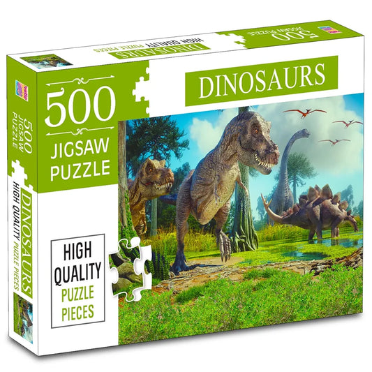 Dinosaur Jigsaw Puzzles 500-Piece for Kids and Childrens – Wild Animal, Gifts, Fun and Creative Game - Ages 6+