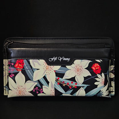 Leather Thin Slim Wallets for Women Wallet for Women with Double Zipper