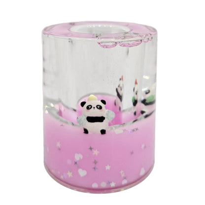 Cute Panda Glitter Liquid Motion Showpiece for Desk Decor Panda Sensory Liquid with pen holder Decorative Desktop Gift for Kids, Office