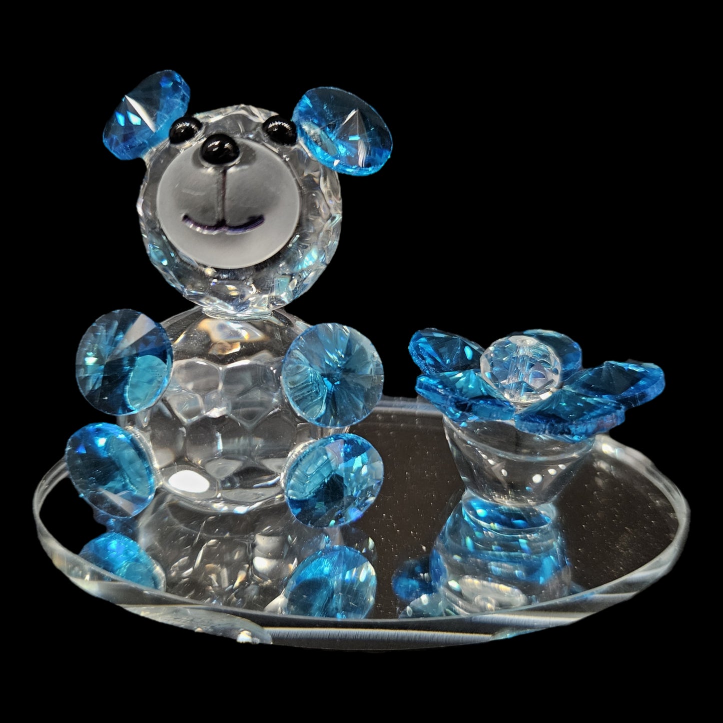 Crystal Bear & Diamond Flower Desktop Paperweight Decoration Wedding Favor, Gift for Valentine's Day Mother's Day Christmas Anniversary Birthday Thanksgiving Girls