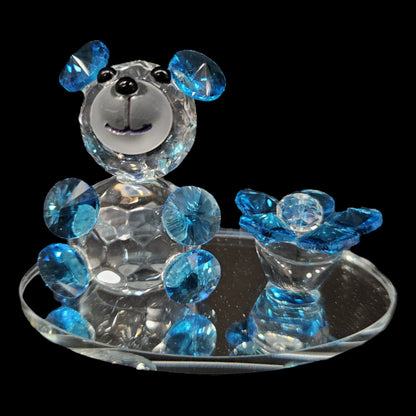 Crystal Bear & Diamond Flower Desktop Paperweight Decoration Wedding Favor, Gift for Valentine's Day Mother's Day Christmas Anniversary Birthday Thanksgiving Girls