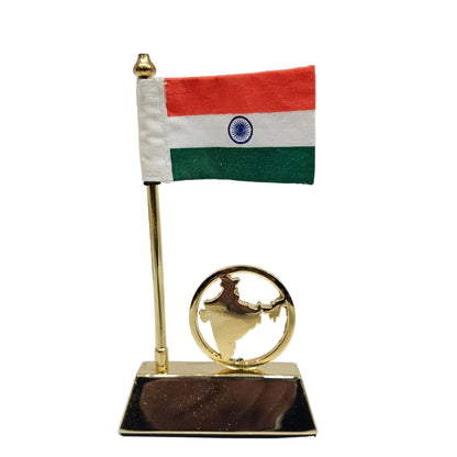 National Flag With Golden Map for Tabletop, Office, Work Desk, Home Decor, Car Dashboard, and Gifting Purpose