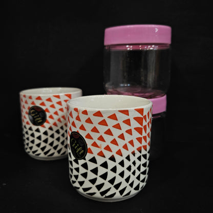 Cafe cookies 2 Ceramic mugs & 2 glass storage jar for multi purpose usage