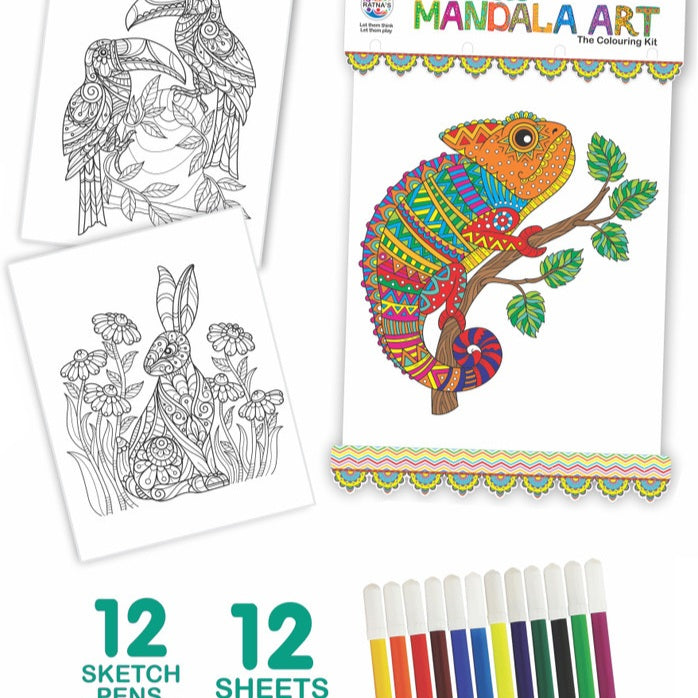 Ratnas Jungle Mandala Art The Coloring Kit with 20 Sheets