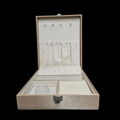Jewelry Box Organizer for Women Large Leather Jewelry Storage Case Travel Jewel Holder with Two Layers Display for Necklace Earrings Bracelets Rings
