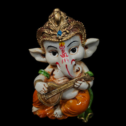Handcrafted 3pcs Resine Little Ganesh Sculpture set| Showpiece for Home & Office Decor