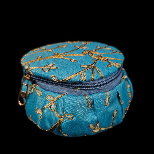 Designer Embroidered Zipper box Cosmetic Necklace Earrings Vanity Jewellery Organizer for Women's